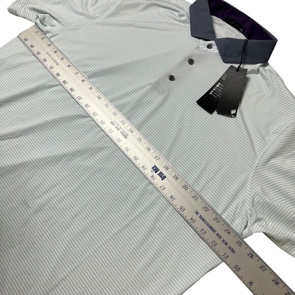 Greyson Polo Mens XXL Green Striped Performance Golf Massasaga Contrast Collar - Picture 4 of 11